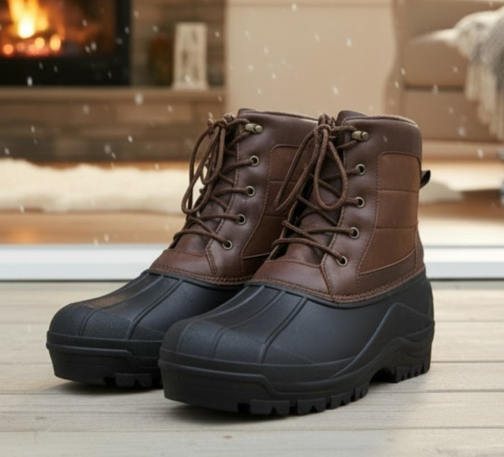 London Fog Mens Size 12 Winter Snow Boots 3M Thinsulate Brown Black BE089-6 NWT